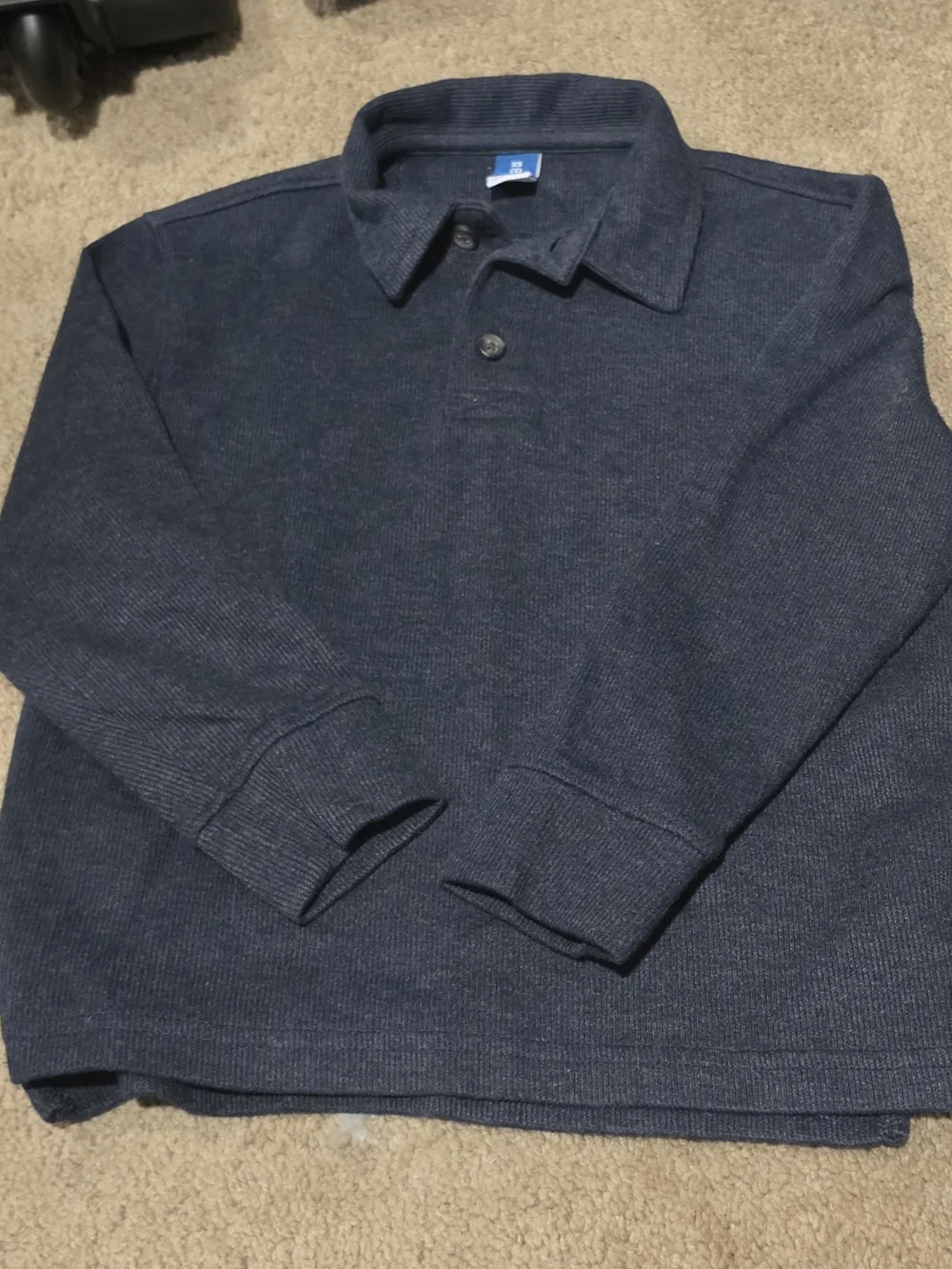 Boy's Long-Sleeve Polo Sweater - Navy